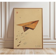 Ninastore Kağıt Uçak Posteri Minimalist Japon Sanat Baskısı Vintage Illüstrasyon Wabi Sabi Duvar Dekoru Modern
