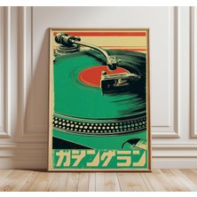 Ninastore Vintage Pikap Posteri Retro Japon Müzik Sanatı Baskısı Yeşil ve Kırmızı Vinil Plak Duvar Sanatı Mini