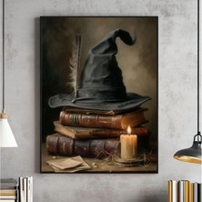 Ninastore Eski Tarz Cadı Şapkası Cadılar Bayramı Posteri Ürkütücü Cadılık Sanatı (Dijital Indirme)