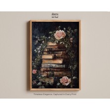 Ninastore Eski Kitaplar Baskısı Koyu Akademik Sanat Kır Evi Tarzı Duvar Sanatı Vintage Kitaplar Eski Kitaplar