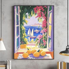 Ninastore Henri Matisse Açık Pencere Fovizm Duvar Sanatı Yelkenli Tablosu Kıyı Baskısı Canlı Akdeniz Kıyısı Gü
