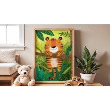 Ninastore Gülümseyen Kaplan Temalı Çocuk Odası Posteri, Orman Hayvanları Duvar Sanatı, Çocuk Odası Için Eğlenc