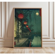 Ninastore Japon Sokak Feneri Sanat Baskısı Kyoto Duvar Sanatı Geleneksel Mimari Poster Gece Sokak Manzarası Vi
