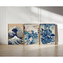 Ninastore 3'lü Japon Baskı Seti Japon Duvar Sanatı Japon Posteri Büyük Dalga Baskısı Utagawa Kunioshi Baskısı