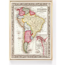 Ninastore Güney Amerika'nın Eski Haritası | Antika Sanat | Tarihi Baskı | Seyahat Dekorasyonu | Vintage Baskı