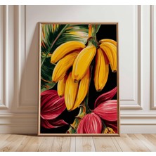 Ninastore Muz Duvar Sanatı Baskısı Tropikal Meyve Posteri Renkli Botanik Sanat Eseri Egzotik Mutfak Duvar Deko