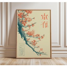 Ninastore Japon Minimalist Kiraz Çiçeği Posteri Zarif Sakura Dalı Baskısı Vintage Esintili Duvar Sanatı Huzur