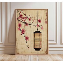 Ninastore Japon Feneri Posteri Kiraz Çiçeği Duvar Sanatı Baskısı Wabi Sabi Asya Dekorasyonu Zen Minimalist Ev