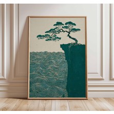 Ninastore Japon Ağacı Posteri Minimalist Zen Doğa Duvar Sanatı Baskısı Modern Manzara Resmi Sakin Okyanus Kaya