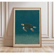Ninastore Deniz Kaplumbağası Posteri Japon Minimalist Okyanus Sanatı Baskısı Retro Deniz Duvar Sanatı Orta Çağ