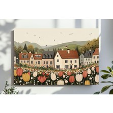 Ninastore Yazdırılabilir Sevimli Bahar Duvar Sanatı Bahar Köyü Duvar Kağıdı Bahar Çiftlik Evi Dekorasyonu Lale