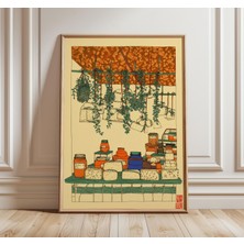 Ninastore Japon Pazarı Baskısı Vintage Şarküteri Tezgahı Posteri Retro Mutfak Duvar Sanatı Yemek Illüstrasyonu