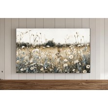 Ninastore Tavşan Çerçeveli Tv Duvar Sanatı Vintage Tarzı Kır Çiçekleri Tarlası Bahar Çiçekli Samsung Duvar Kağ