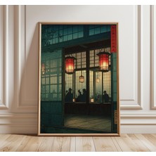 Ninastore Japon Sokak Feneri Sanat Baskısı Kyoto Kitabevi Duvar Sanatı Geleneksel Mimari Poster Gece Sokak Man