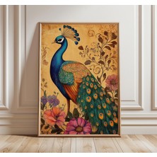 Ninastore Vintage Tavus Kuşu Posteri Zarif Çiçekli Duvar Sanatı Klasik Yağlı Boya Tarzı Baskı Lüks Kuş Sanatı