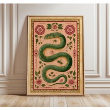 Ninastore Ezoterik Yılan Sanatı Baskısı, Vintage Halk Sembolizmi Posteri, Mistik Yılan Duvar Sanatı, Dekoratif
