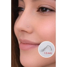 Sacce Scarves & Accessories 316 L Çelik 1.5 mm Tektaş Hızma Arkası Kıvrımlı Düşmeyen Burun Piercingi