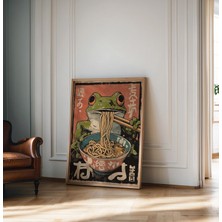 Ninastore Vintage Kurbağa Ramen Eriştesi Yiyor Posteri Komik Kurbağa Duvar Sanatı Mutfak Dekorasyonu Japon Esi