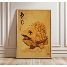 Ninastore Japon Taiyaki Balığı Duvar Sanatı Retro Mürekkep Illüstrasyon Baskı Oryantal Minimalist Poster Kültü