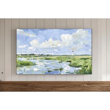 Ninastore Bataklıklar ve Deniz Feneri Dijital Tablo Çerçevesi Tv Duvar Sanatı Kıyı Yazı Samsung Ekran Koruyucu