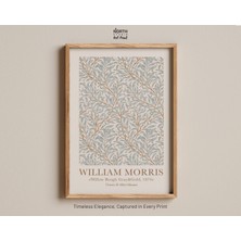 Ninastore Söğüt Dalı Gri ve Altın Baskı William Morris Botanik Baskısı Vintage Doğa Sanatı Yapraklı Desen Deko