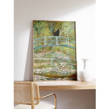 Ninastore Monet Nilüfer Kedi Baskısı Claude Monet Kedi Posteri Kedi Sanatı Çiçek Baskısı Duvar Sanatı Dekorasy