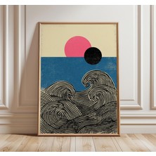 Ninastore Japon Dalgası Posteri Minimalist Okyanus Duvar Sanatı Retro Japon Baskısı Modern Soyut Deniz Dekoras