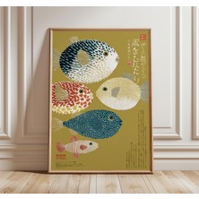 Ninastore Japon Balon Balığı Sanat Baskısı, Orta Çağ Modern Duvar Sanatı, Renkli Balık Illüstrasyon Posteri, M