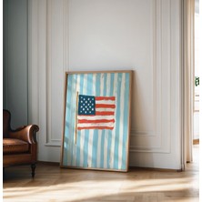 Ninastore Kıyı Temalı Amerikan Bayrağı Duvar Sanatı, Trendi Şık Poster, Apartman, Yurt, Kıyı Temalı Kovboy Kız
