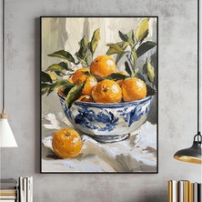 Ninastore Bir Kasede Portakallar Tablosu Duvar Sanatı Mutfak Dekorasyonu Vintage Yağlı Boya Baskı Portakal Pos