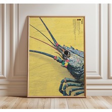 Ninastore Japon Istakoz Kafası Baskısı Retro Kıyı Duvar Sanatı Vintage Deniz Posteri Denizcilik Temalı Mutfak