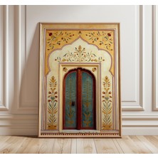 Ninastore Hint Tapınağı Kapısı Baskısı Jaipur Sarayı Duvar Sanatı Süslü Çiçekli Mimari Poster Bohem Ev Dekoras