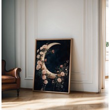 Ninastore Çiçekli Hilal Koyu Kır Evi Tarzı William Morris Duvar Sanatı Baskısı Ay Temalı Duvar Sanatı Tuhaf Go