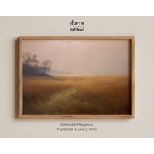 Ninastore Altın Çayır Duvar Sanatı - Ateşböcekleriyle Toprak Tonlarında Manzara Baskısı, Rustik Veya Modern Ev