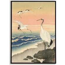 Ninastore Kıyıdaki Turnalar Ohara Koson Japon Sanatı Vintage Baskı Kuş Sanatı Turna Baskısı Kıyı Sanatı Yaban