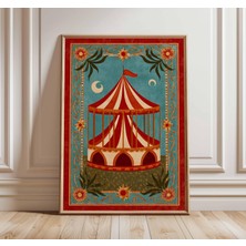 Ninastore Vintage Sirk Çadırı Sanat Baskısı | Retro Karnaval Posteri | Neşeli Duvar Sanatı | Cesur Renkli Ev D