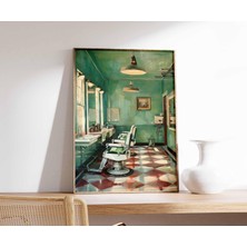 Ninastore Vintage Berber Dükkanı Posteri Retro Berber Duvar Sanatı Kuaförlük Baskısı Klasik Berber Dükkanı Dek