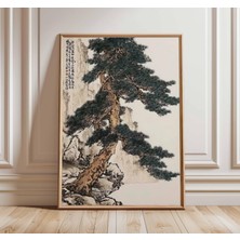 Ninastore Antik Çam Ağacı Duvar Sanatı Japon Doğa Posteri Baskısı Zen Botanik Dekorasyonu Oryantal Ağaç Tablos