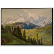 Ninastore Alp Manzarası Baskısı – Karlı Dağ Vadisi Duvar Sanatı, Vintage Avrupa Alpleri Tablosu