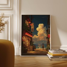 Ninastore Sahil Gece Sokağı Posteri Japon Esintili Kıyı Baskısı