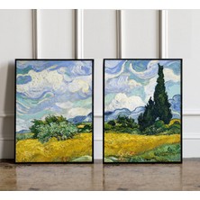 Ninastore 2'li Set Vincent Van Gogh Baskıları Buğday Tarlası ve Selvi Ağaçları (1889) Vincent Van Gogh Posteri