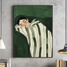 Ninastore Zümrüt Yeşili Soyut Insan Figürleri Büyük Duvar Sanatı Çağdaş Sanat Eseri Minimalist Baskı Oturma Od