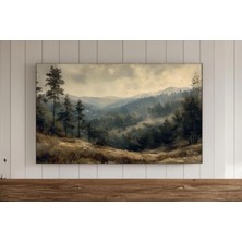 Ninastore Hüzünlü Bahar Çerçeveli Tv Duvar Sanatı, Vintage Kırsal Manzara Yağlı Boya Tablo, Koyu Rustik Çiftli