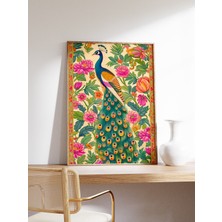 Ninastore Hint Baskısı Geleneksel Hint Posteri Tavus Kuşu Sanatı Pichwai Sanatı Hindu Sanatı Hint Dekorasyonu