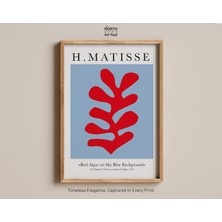Ninastore Kırmızı Yosun Posteri, Henri Matisse Kesme Baskı, Gök Mavisi Arka Plan, Modern Soyut Şekil, 1953, Mi