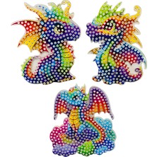 Elegantshop 5d Yapışan Boncuk Anahtarlık 3'lü Set Ejderha 6*7 cm