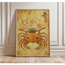 Ninastore Japon Yengeç Ruhu Sanatı Yokai Posteri Okyanus Canlısı Baskısı Geleneksel Asya Sanatı Minimalist Fan