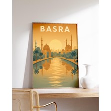 Ninastore Basra Gün Batımı Posteri Irak Duvar Sanatı Basra Şehri Baskısı Orta Doğu Dekorasyonu Dicle Nehri Ill