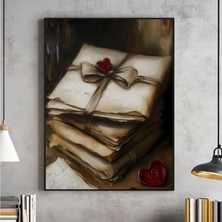 Ninastore Sevgililer Günü Baskılı Duvar Sanatı Natürmort Vintage Aşk Mektupları Yağlı Boya Tablo Kır Evi Tarzı