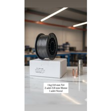 Gazsız  Kaynak Teli 1 kg 0.8 + 2 Adet Meme+ Nozul